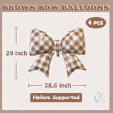 Brown Plaid Bow Foil Balloons Checkered Gingham Coffee Themed Bridal Baby Shower Party Decor