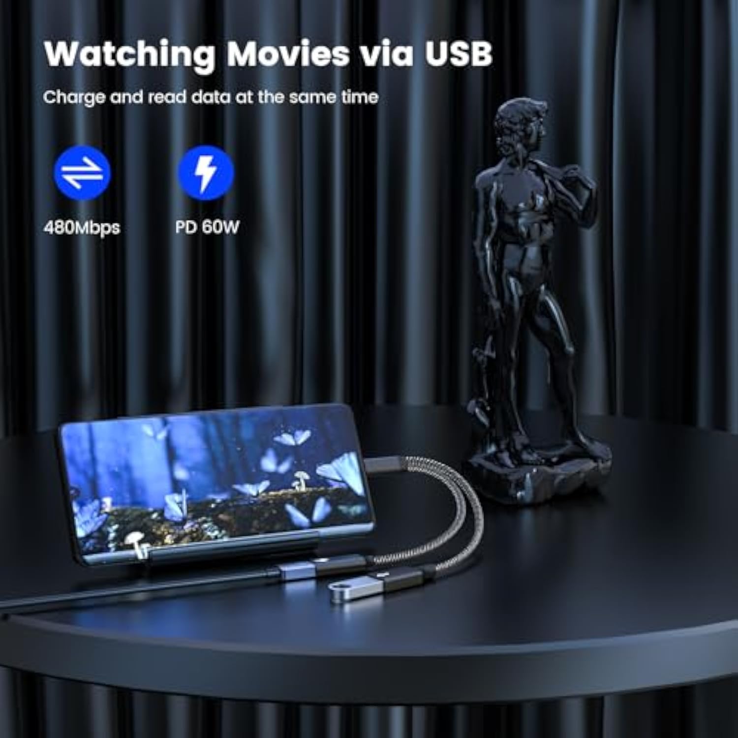 Usb C To Usb Adapter With Usb C Charging,Usb C Otg Splitter With Pd Fast Charge Compatible For Galaxy S22,Switch,Google Chromecast With Google Tv 2020 Pi-Kvm,3D Printer,Octa4A,Google Pixel4 Xl