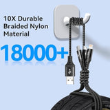2Pack Multi Charger Cable [3.5A/6Ft] 3 In 1 Braided Usb Fast Charging Cable With Ip/Type C/Micro Usb Ports Adapter For Phone 15/14/13/12/11/X/8/7/Samsung Galaxy/Pixel/Htc/Lg/Huawei/Tablets.