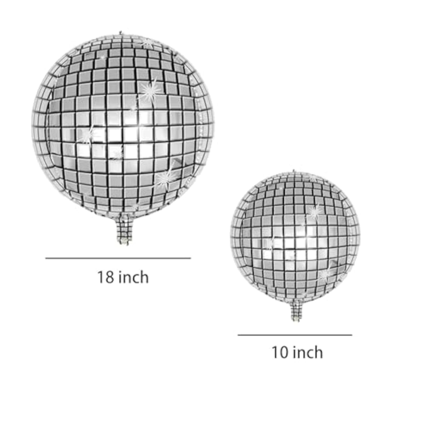 10 Pcs Silver Disco Balloons, 4D Round 70s-90s Theme Party Decorations