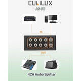 As-R1 4 Way Rca Audio Splitter Box, 4-Channel Stereo Rca Splitter, Passive Aud