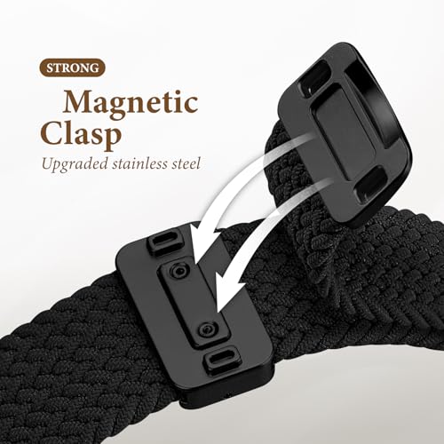 Braided Stretchy Bands with Magnetic Clasp Compatible for Apple Watch Band 38mm 40mm 41mm 42mm 44mm 45mm 46mm 49mm Women Men, Nylon Sport Solo Loop