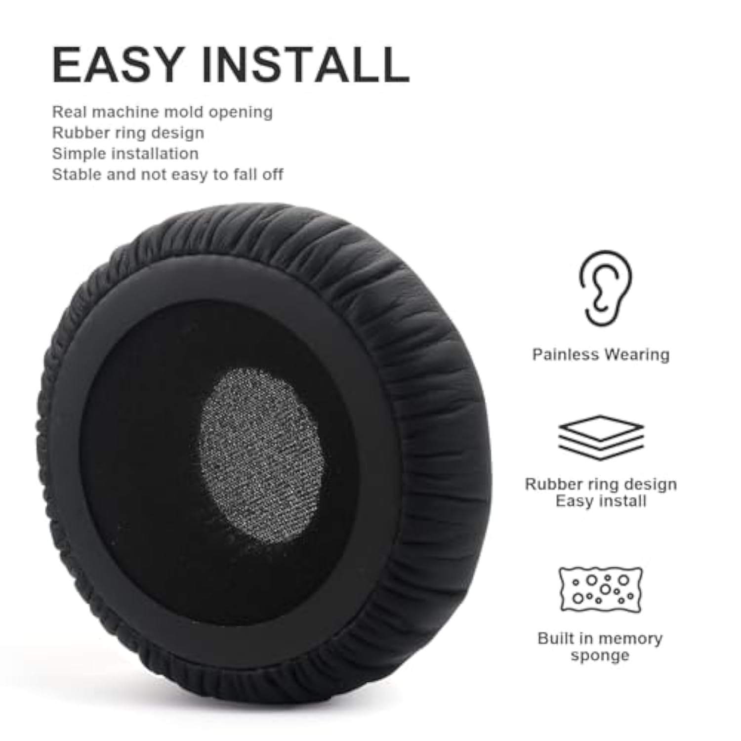 Revo Ear Pads Replacement Ear Pads Cushions Compatible With Jabra Revo Wireless/Wired Headphones Softer Protein Leather High-Density Memory Foam Earpads Earmuffs Ear Cups Cover Repair Parts - Black