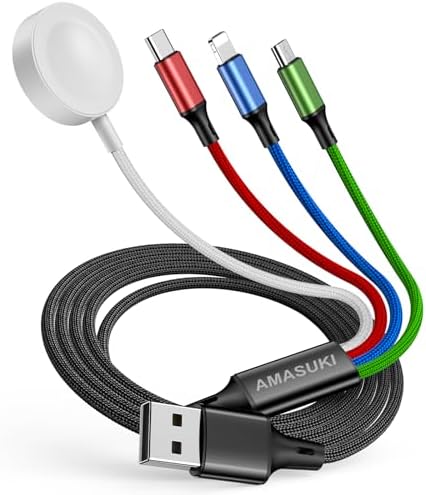 4 in 1 Apple Watch iPhone Charger Cable 4FT Multi Charging Cord USB C Micro USB