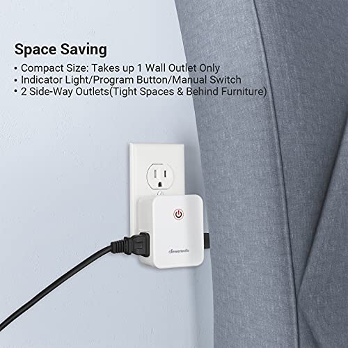 2 Side Outlets Remote Control Outlet With 2 Remotes, No Interference Wireless Remote Outlet Light Switch With 2 Outlets, 15A/1875W, 100Ft Rf Range, Programmable