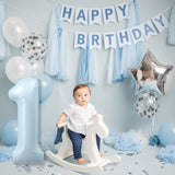 Big Number 1 Balloons, Light Matte Sky Blue Foil 1 Balloon Numbers 40 Inch, Giant 1St Birthday Party Decor, Baby Powder Blue Mylar Helium One Balloon For Boys Girls Baby Shower Anniversary Decorations