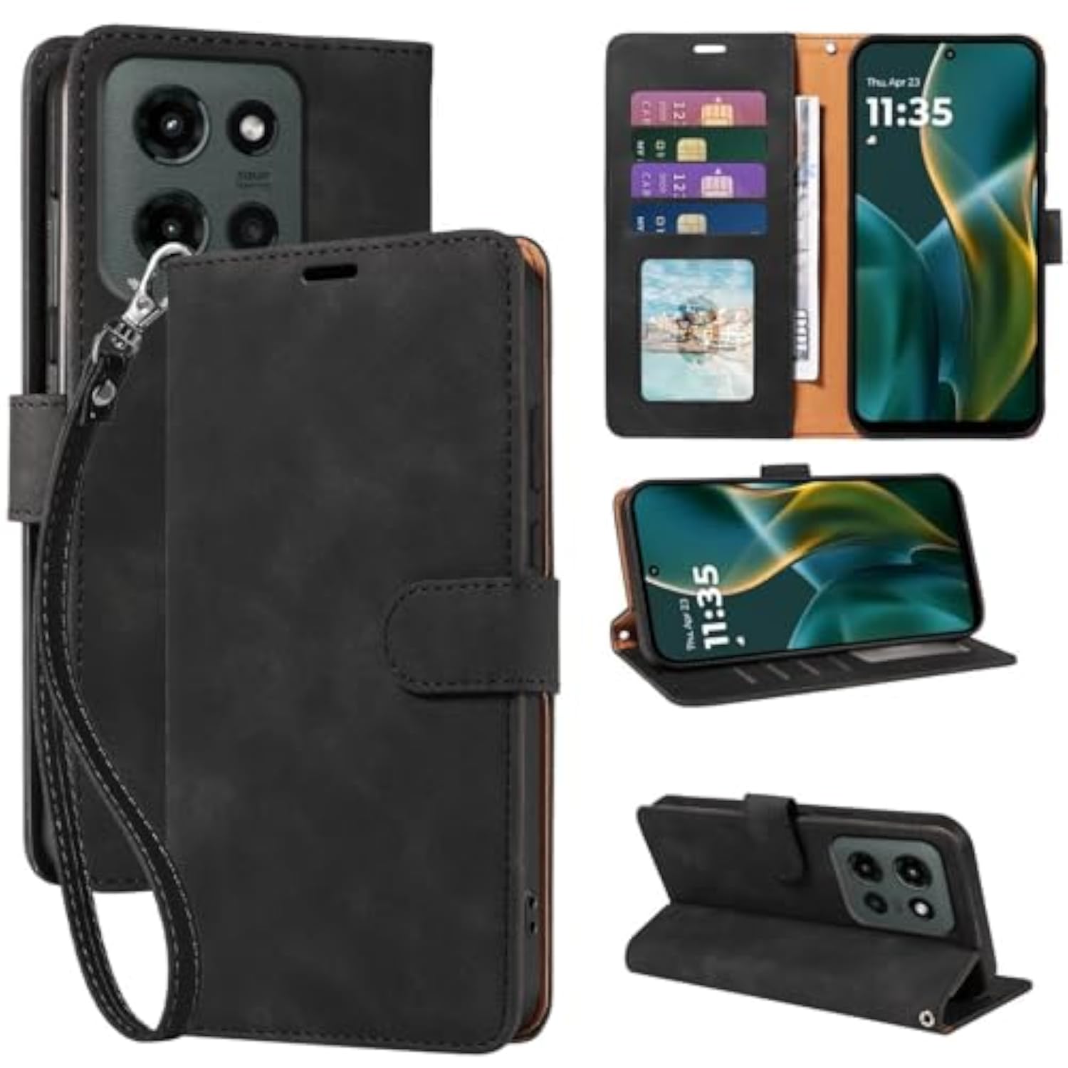 RFID Flip Wallet Case for Moto G 2026/2025 and G Play 2026, Black