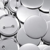 100 Sets Blank Button Making Supplies Round Badge Button Parts Metal B