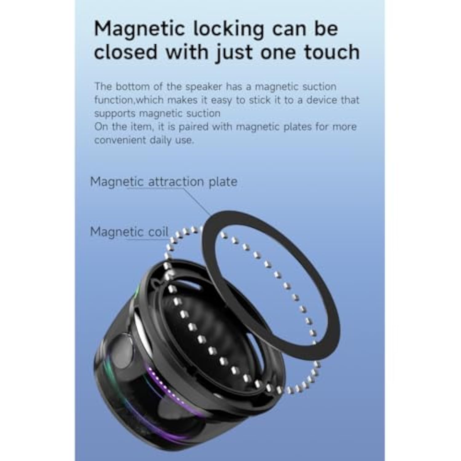 Magnetic Bluetooth Speaker,Multifunctional Portable G200 Speaker With Multi Rgb Color Light Show-3D Surround Sound Effect,Phone Stand For Iphone, Android, Tws Pairing (Black)