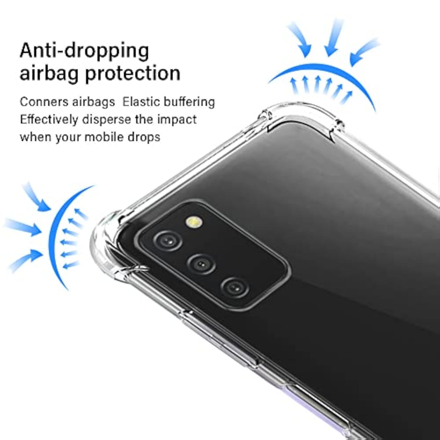 Samsung A03s Clear Case, Galaxy A03s Clear Phone Case and Screen Protector, Shockproof Crystal Clear Slim Soft Silicone TPU Protective Phone Cover for Samsung Galaxy A03s