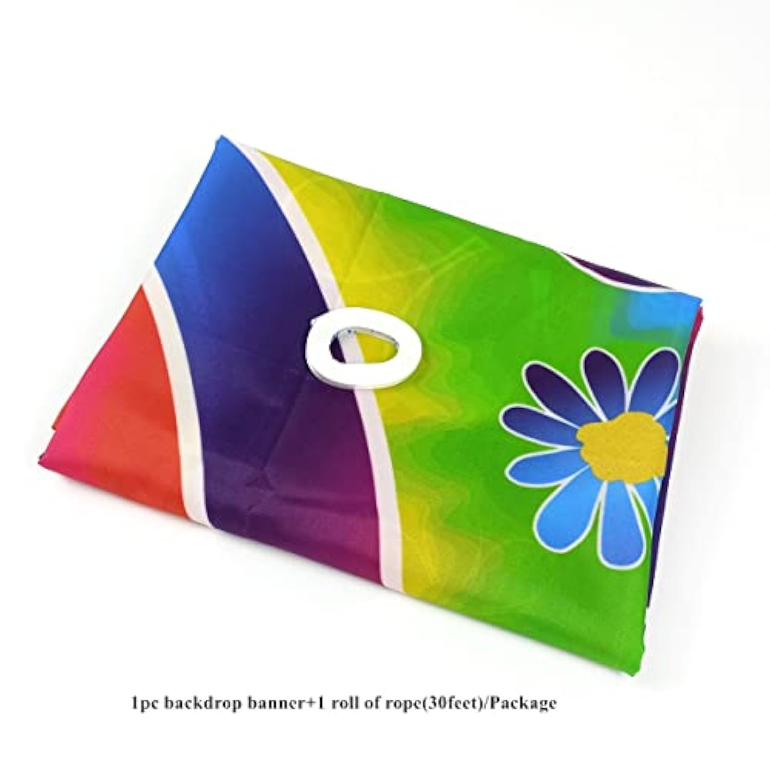 71×44 Rainbow Retro Hippie Backdrop — Groovy 60s Boho Party Decoration