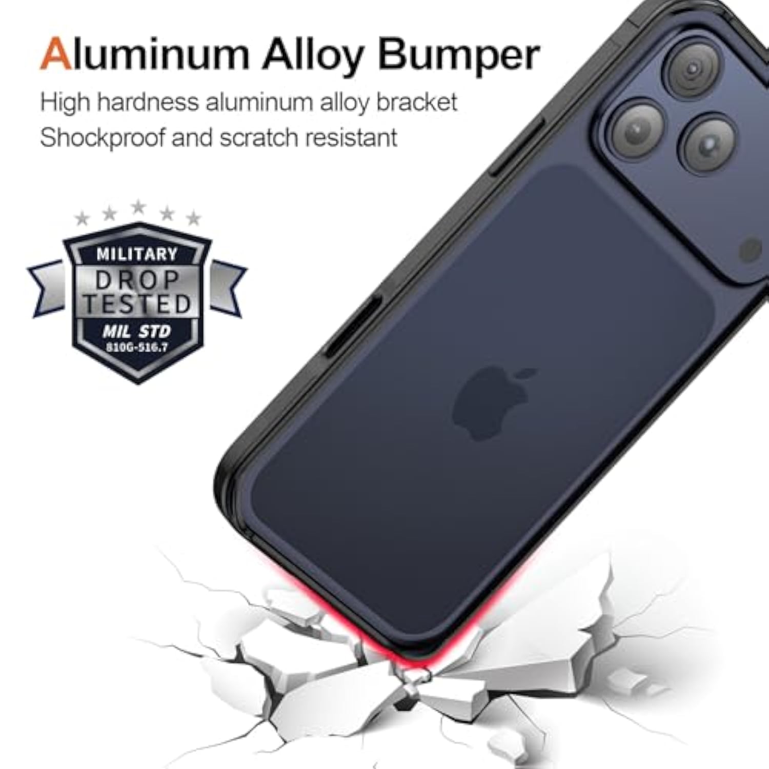 Metal Bumper Case For Iphone 17 Pro, Aluminum Frame Slim Case [Soft Silicone Inner Bumper][Raised Edge Protection] Hd Tempered Glass Screen Protector Cover For Iphone 17 Pro Black