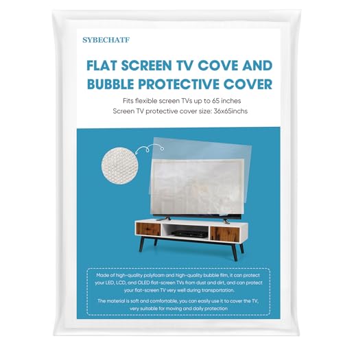 Foam Flat Screen TV Cover and Bubble TV Protective Cover Fits Up to 65''W x 36''H, Flat Screen TV Protection During House Moving,Home Renovation, or