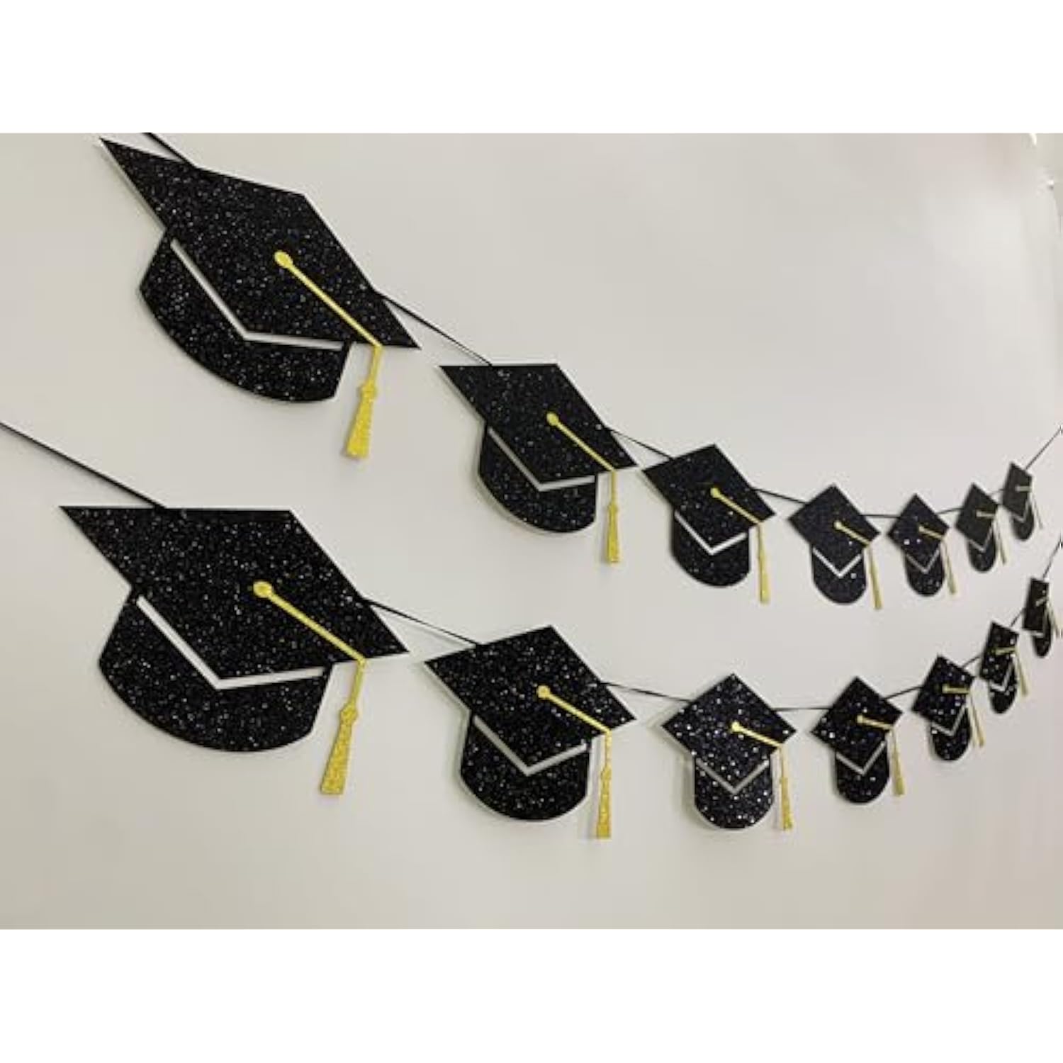 Graduation Decorations Class Of 2025 Party Supplies - Graduation Grad Caps Banner (Pre-Strung)