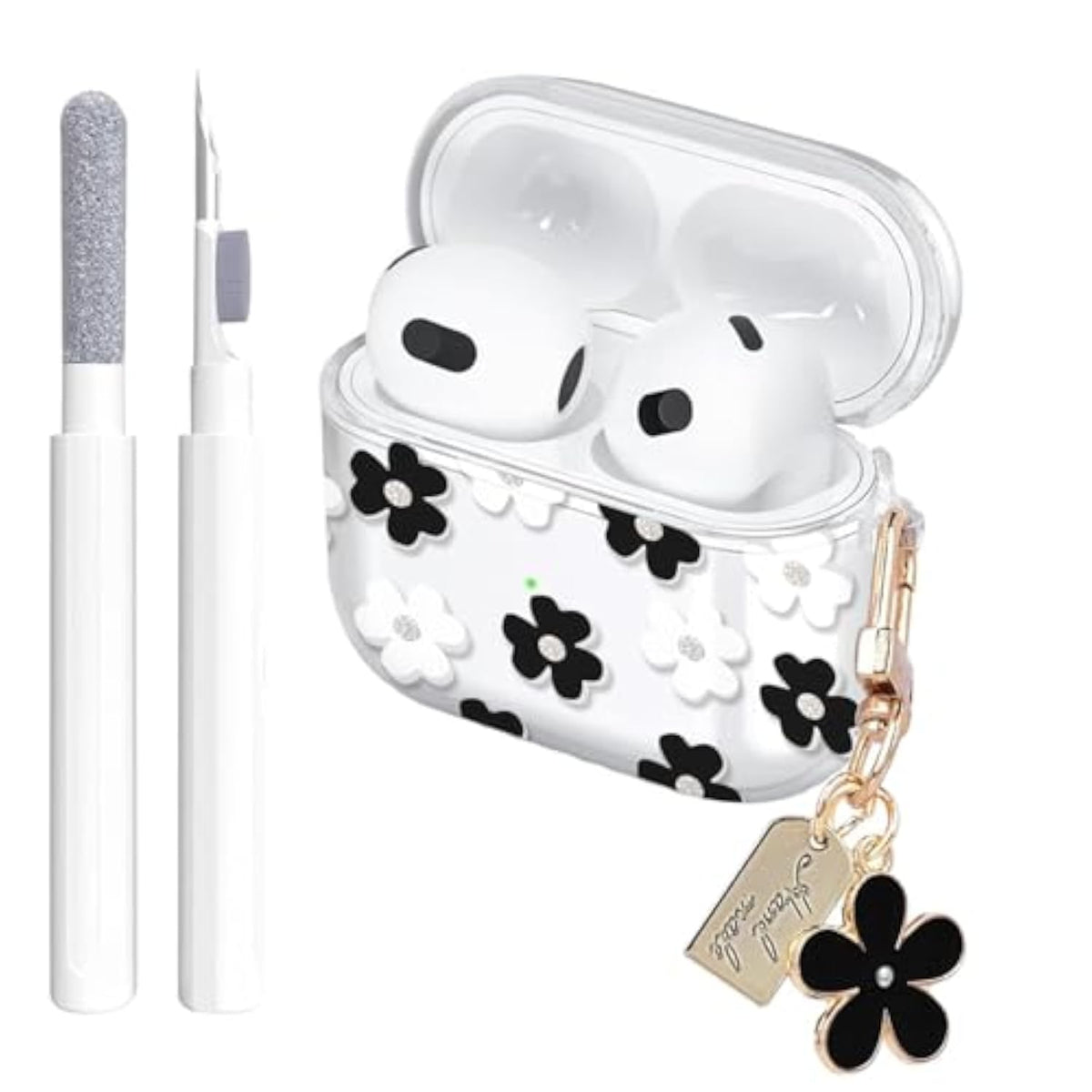 Clear Cute Black Floral Case for AirPods 4