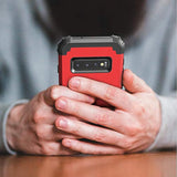Galaxy S10 Plus 3 in 1 Case Red for Men Women, Shockproof Slim Hybrid Heavy Duty Protection Hard PC Cover Soft Silicone Rugged Bumper Full Body Bumper Cover