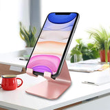 Cell Phone Stand, Cradle, Holder, Aluminum Desktop Stand Compatible With Switch, All Smart Phone, 15 14 13 12 Pro Max Plus Mini Xr X Se 8 Se -Rose Gold