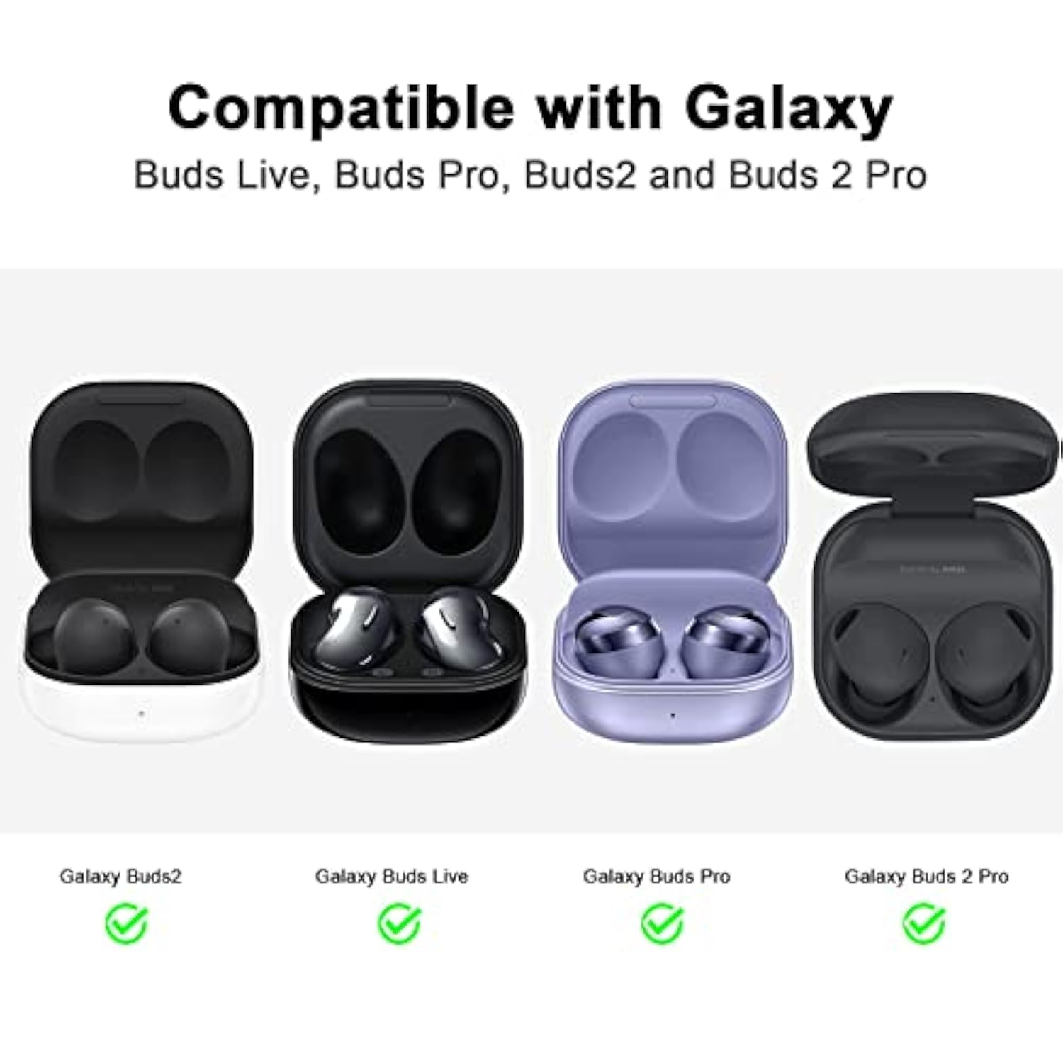 Silicone Case Compatible For Samsung Galaxy Buds 2 Pro/Galaxy Buds2/ Galaxy Buds Pro 2/ Galaxy Buds Live/Galaxy Buds Fe Case (Black)