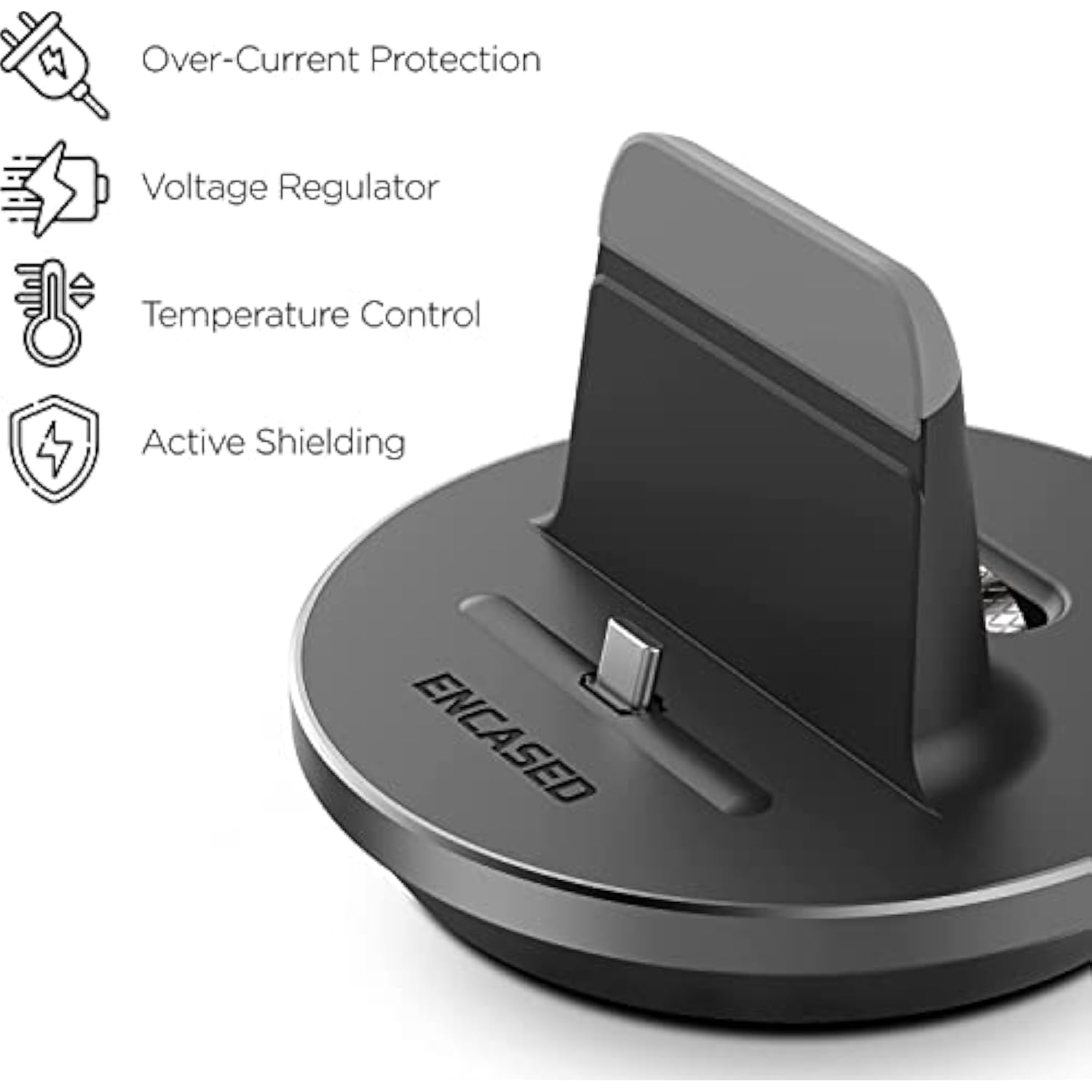 Desktop Charging Stand For Usb-C Phone And Tablets, Adjustable Case-Friendly Dock Station Charger, Super Fast Charge Compatible (Wired Type-C)