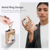 For Motorola Razr 2024/2025 Case With Ring [Not Fit Razr Plus 2024/2025], Moto Razr 2025 & Razr 2024 Case With Built-In Outer Screen Protector Slim Cover (Rose Gold)