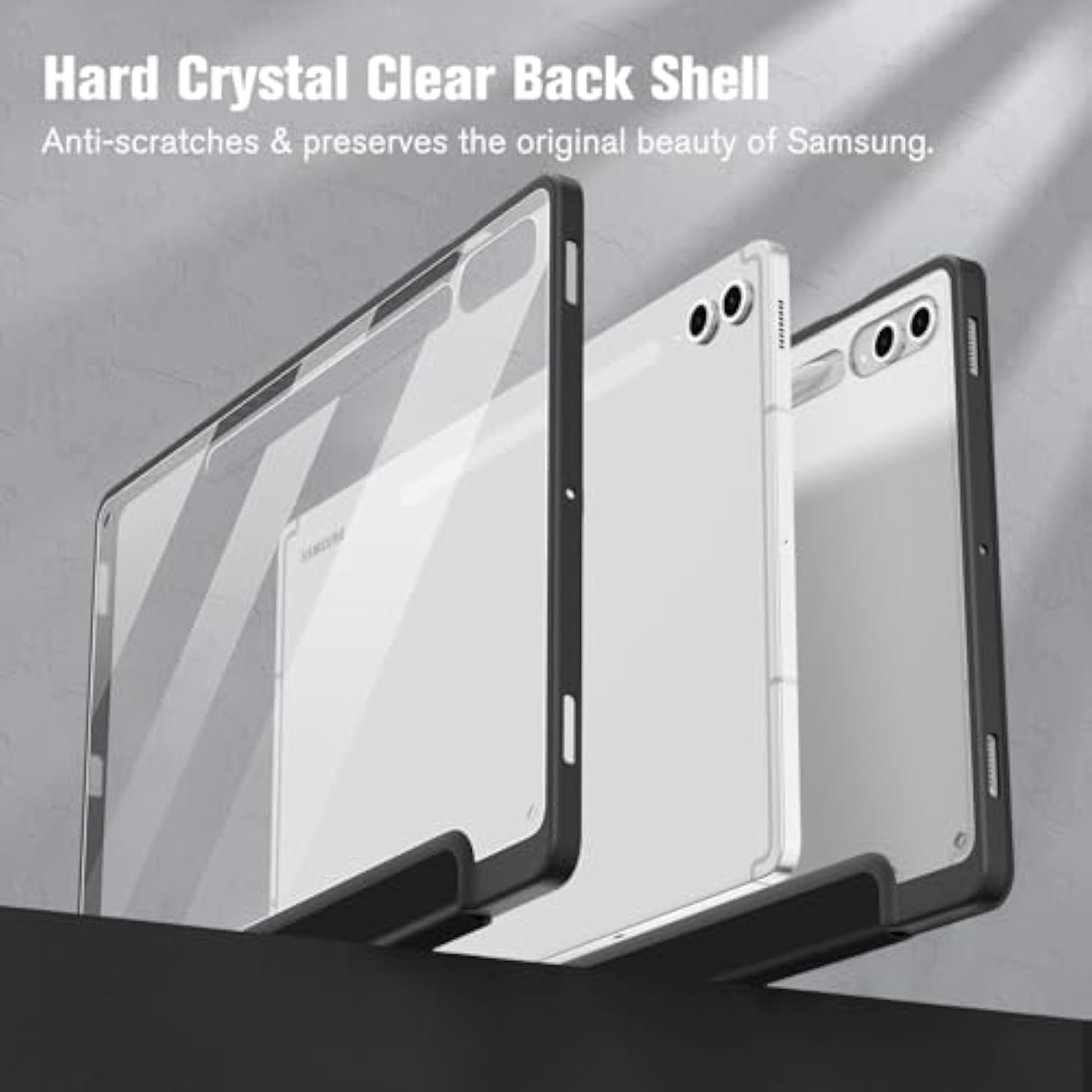 Fintie Hybrid Slim Case For Samsung Galaxy Tab S10 Plus 2024 / S9 Fe Plus 5G 12.4 Inch 2023 With S Pen Holder, Shockproof Cover With Clear Transparent Back Shell, Auto Wake/Sleep, Black
