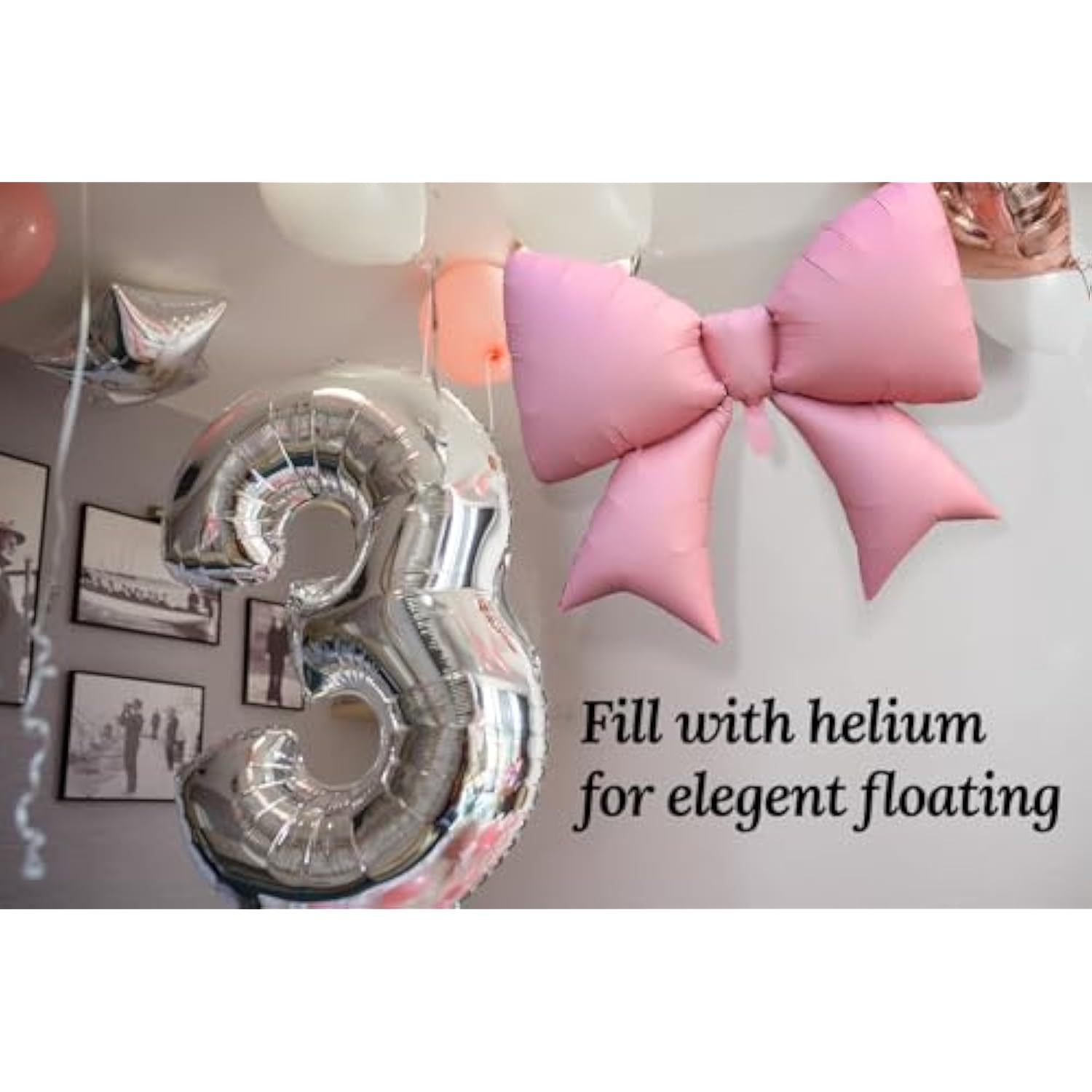 2Pcs Pink Bow Balloons Coquette Birthday Party Decorations for Women