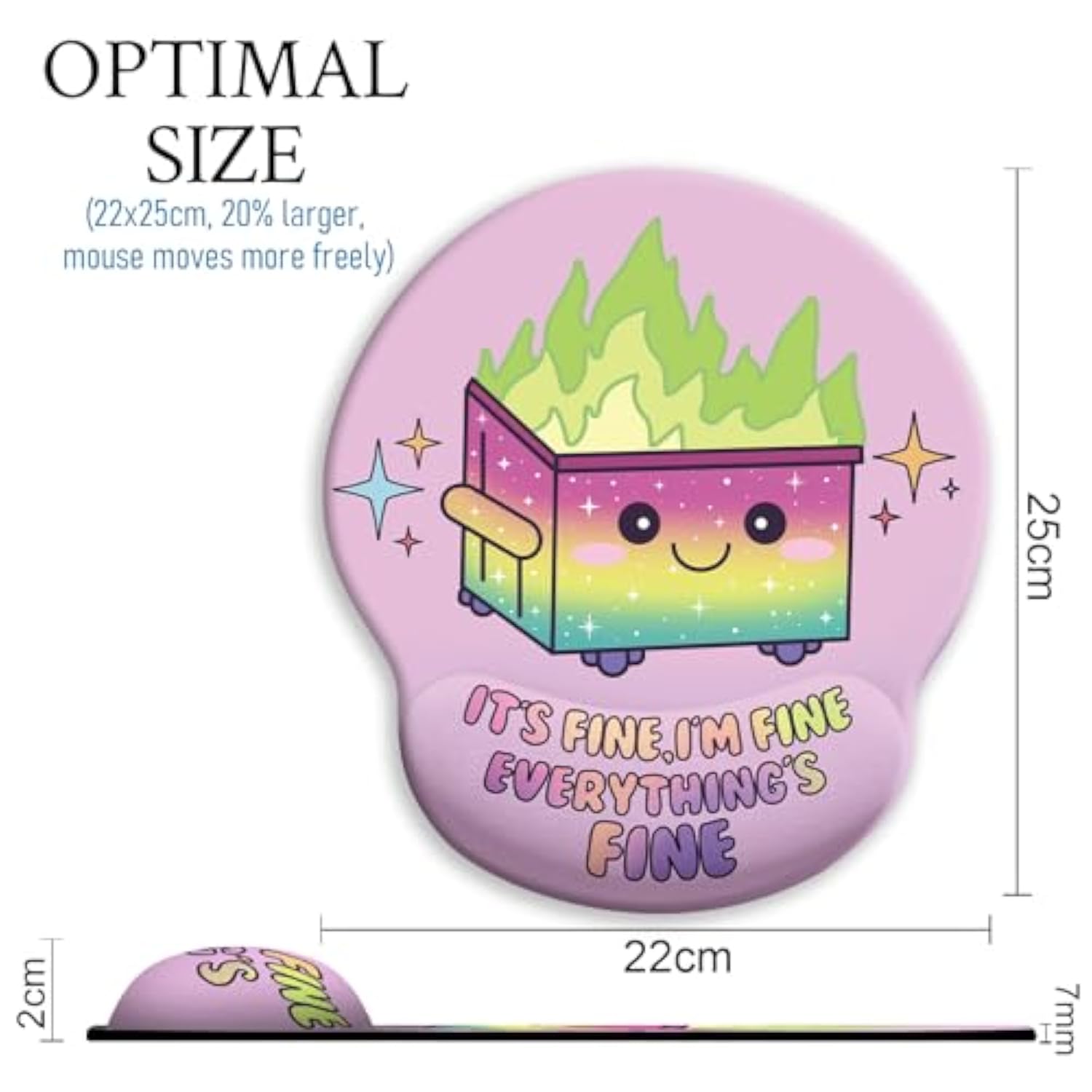 Dumpster On Fire Mouse Pad With Wrist Rest, Funny Cute Ergonomic Mouse Pads For Desk Wrist Support, Mousepad For Wireless Mouse Gaming Work Home Desk Accessories Office Supplies Decor Women