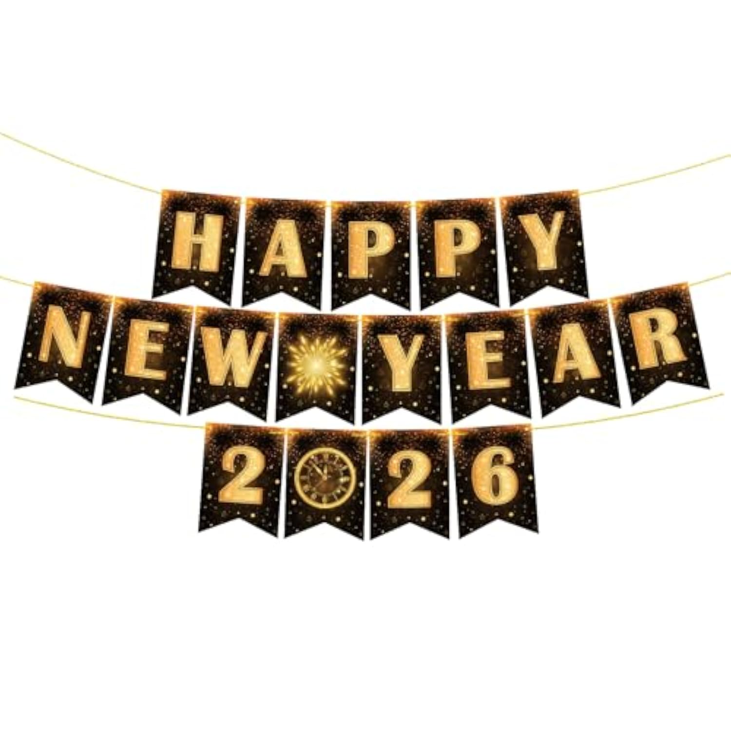 Happy New Year 2026 Banner Pre-Made Party Decorations NYE Supplies