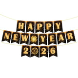 Happy New Year 2026 Banner Pre-Made Party Decorations NYE Supplies