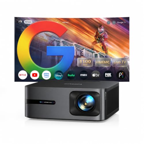 Google Tv Projector 4K Supported, Wifi And Bluetooth, Outdoor Movie Projector, Auto Focus, Home Theater Projector