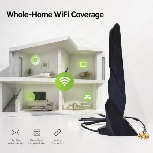 Dual Band Wifi Antenna 2.4Ghz 5Ghz Rp-Sma Magnetic Base Adapter Antenna With 1Meters For Asus Z590 Z390 Z490 X570 H610 H670 M13H M12 M11 Motherboard Card Wireless Network Router Laptop Wifi 6E Antenna