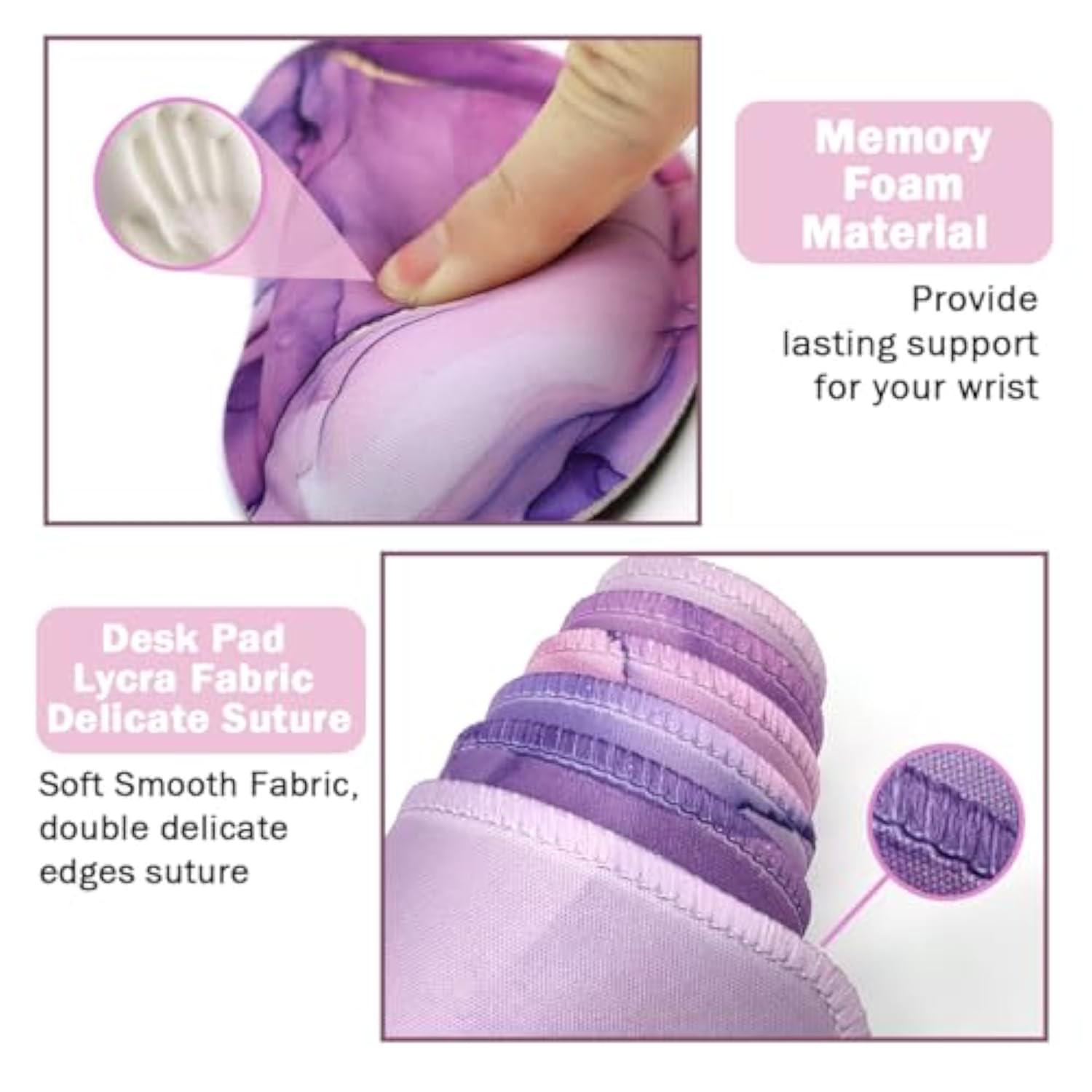 Large Keyboard Mouse Pad Set, Extended Mouse Pad+Keyboard Wrist Rest Support, Memory Foam Ergonomic Easy Typing, 4Pcs (35.4×15.7 In) Desk Pad Set For Home Office Study Game - Purple