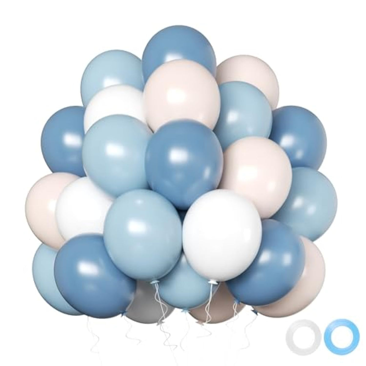 Dusty Blue White Balloons Set, 50Pcs 12 Inch Dusty Baby Blue Balloons Blue Sand White Balloon For Baby Boy Shower Bridal Shower Birthday Wedding Party Decorations