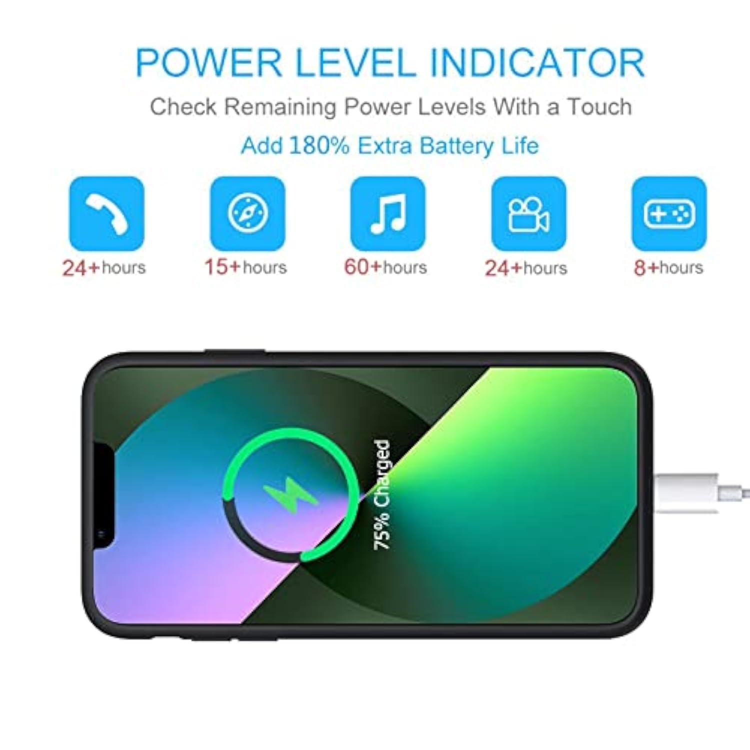 Battery Case For Iphone 13, Upgraded 10000Mah Portable Protective Charging Case With Wireless Charging Compatible With Iphone 13 (6.1 Inch) Rechargeable Battery Pack Charger Case With Carplay (Black)