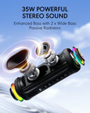Portable Bluetooth Speaker, IPX7 Waterproof Wireless Speaker, 30W Loud Stereo Sound with Deep Bass, RGB Lights, Bluetooth 5.4, EQ Mode for