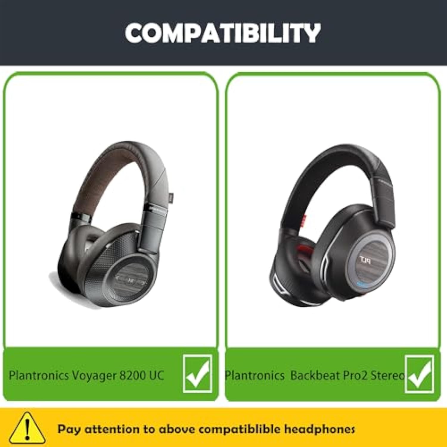 Voyager 8200 Uc Earpads Cushion Replacement With Protein Leather For Plantronics Backbeat Pro 2/Voyager 8200 Uc Wireless Headphones