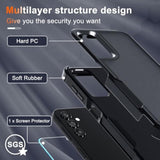 Case For Samsung Galaxy A25, Full Body Heavy Duty Rugged Shockproof Protective Phone Cover With Lanyard Strap, Tempered Glass Screen Protector, Black Matte
