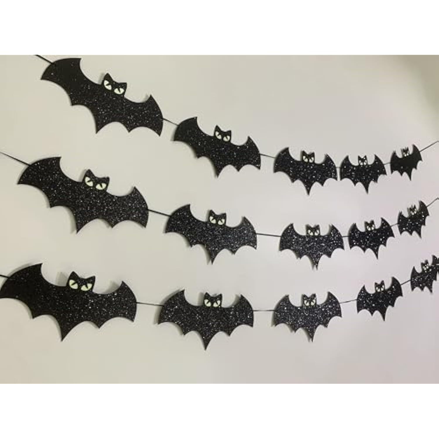 Halloween Decorations - Glow Eyes Bats Banner For Halloween Bats Decor (Pre-Strung)