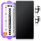 2 Pack For Samsung Galaxy S25 Ultra [6.9 Inch] Matte Glass Screen Protector + 2 Pack Camera Lens Protector With Easy Installation Kit, Fingerprint Unlock, Anti-Glare, 0.2Mm Tempered Glass