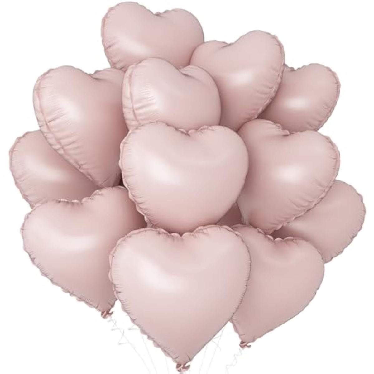12pcs Baby Pink Heart-Shaped Foil Balloons for Baby Shower, Birthday & Wedding Decor