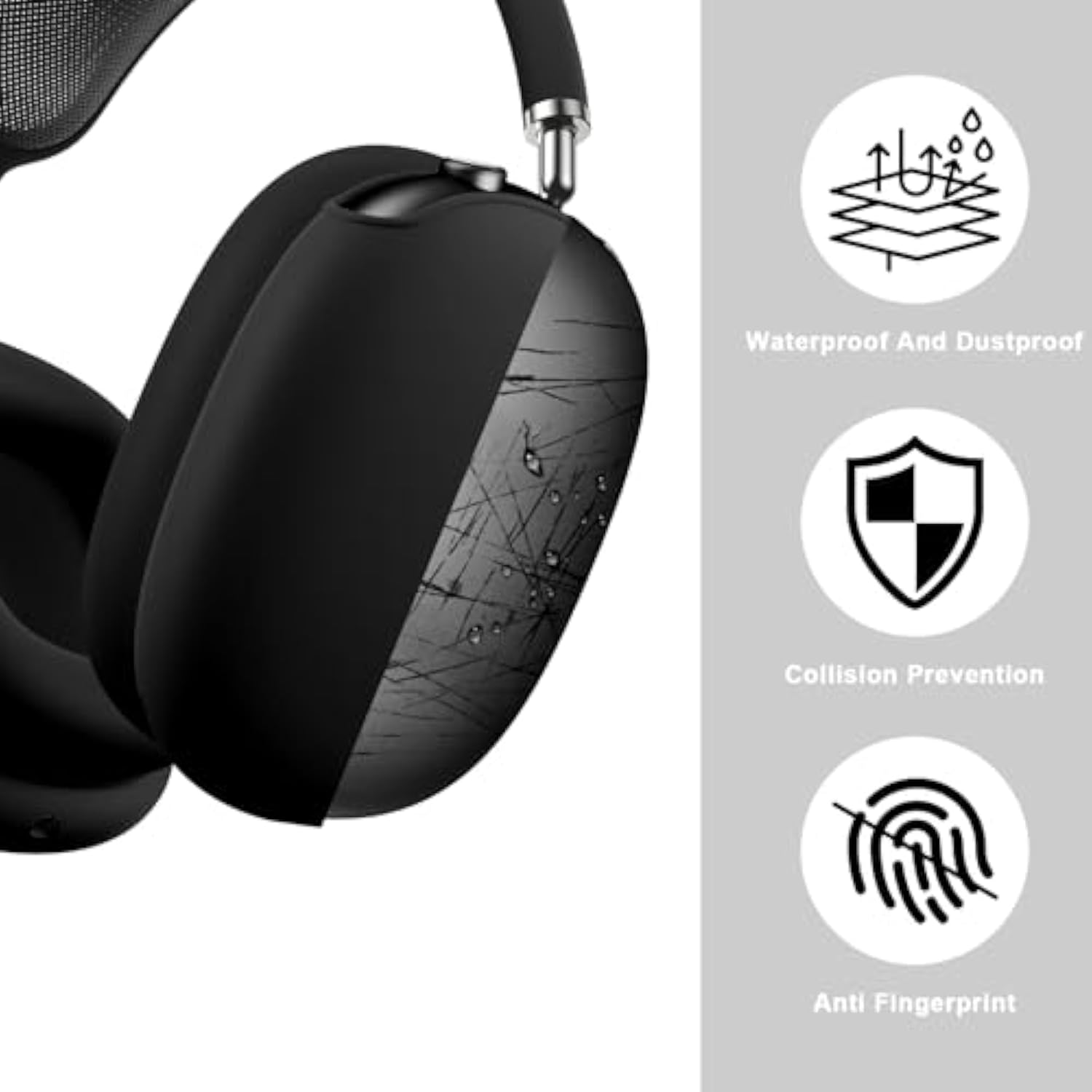 Silicone Case For Airpods Max - Anti-Scratch Ear Pad, Ear Cups, And Headband Cover - Soft Protector Accessories For Apple Airpods Max (Black)