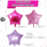 Purple Pink Star Foil Balloons Set, 18 Inch 12 Pcs Lavender Pink Pentagram Aluminum Foil Balloons Hot Pink Purple Stars Shape Mylar Helium Balloons For Girls Women Birthday Wedding Baby Shower