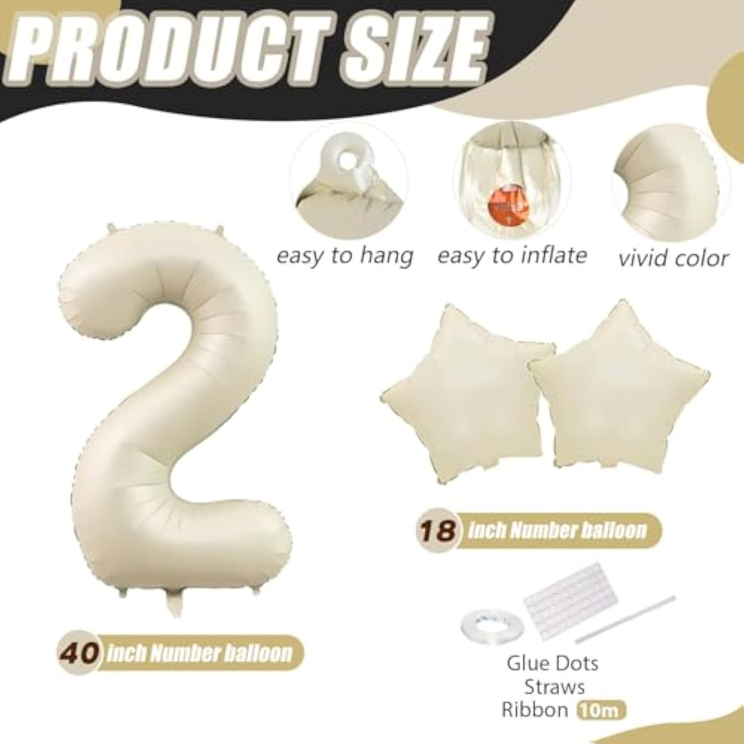 40in Cream White 2026 Number Balloons Happy New Year Boho Party Decor