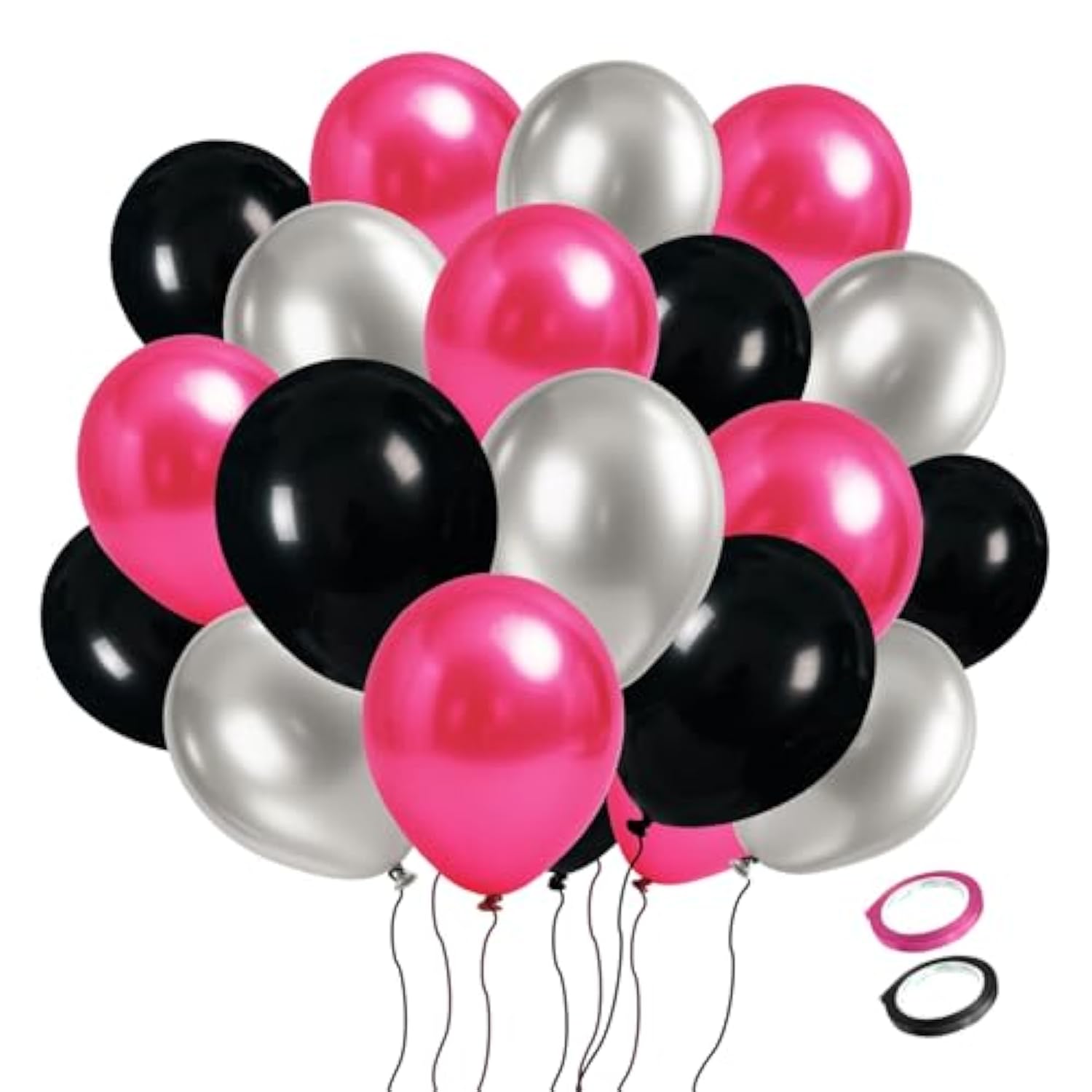 Gender Reveal 30 Pcs Balloons Set,Birthday Party Hot Pink Decorations 12 Inch Hot Pink And Black Latex Balloons Black Pink Party Supplies For Birthday Wedding Anniversary