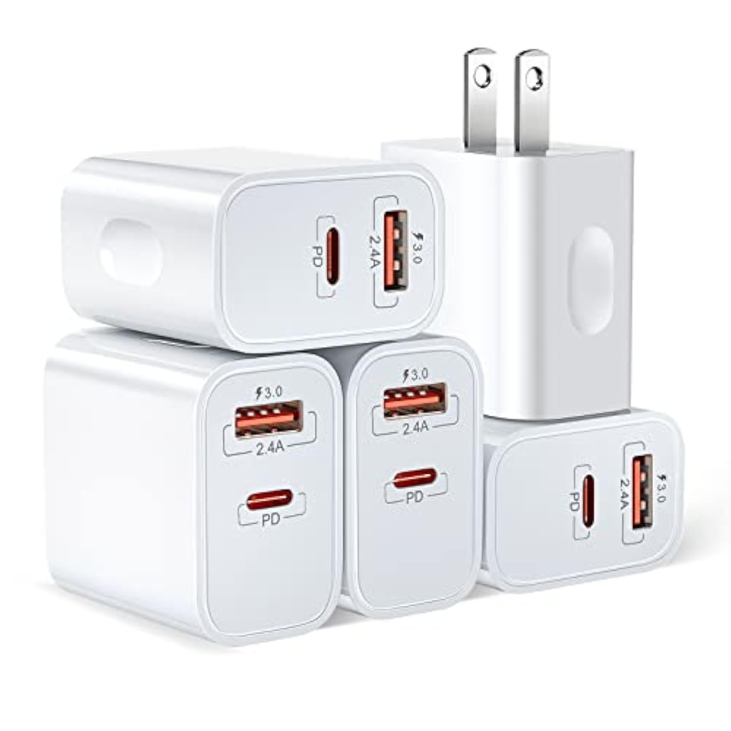 20W Usb C Charger Block, Dual Port Pd 20 Watt Fast Charger Block+ Quick Fast Charge 3.0 Type C Charging Block Compatible Iphone 16/15/14/13/12 Pro/11 Pro Max/Xr/Xs/Se/8/7 Plus,Pad Pro(White)