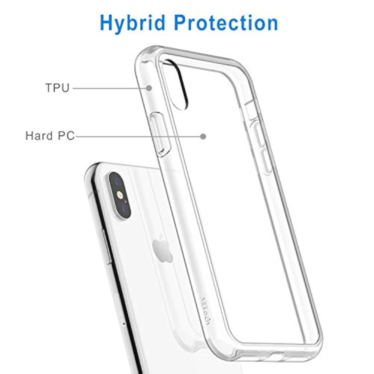JETech Case for iPhone Xs Max 6.5-Inch, Non-Yellowing Shockproof Phone Bumper Cover, Anti-Scratch Clear Back (Clear)