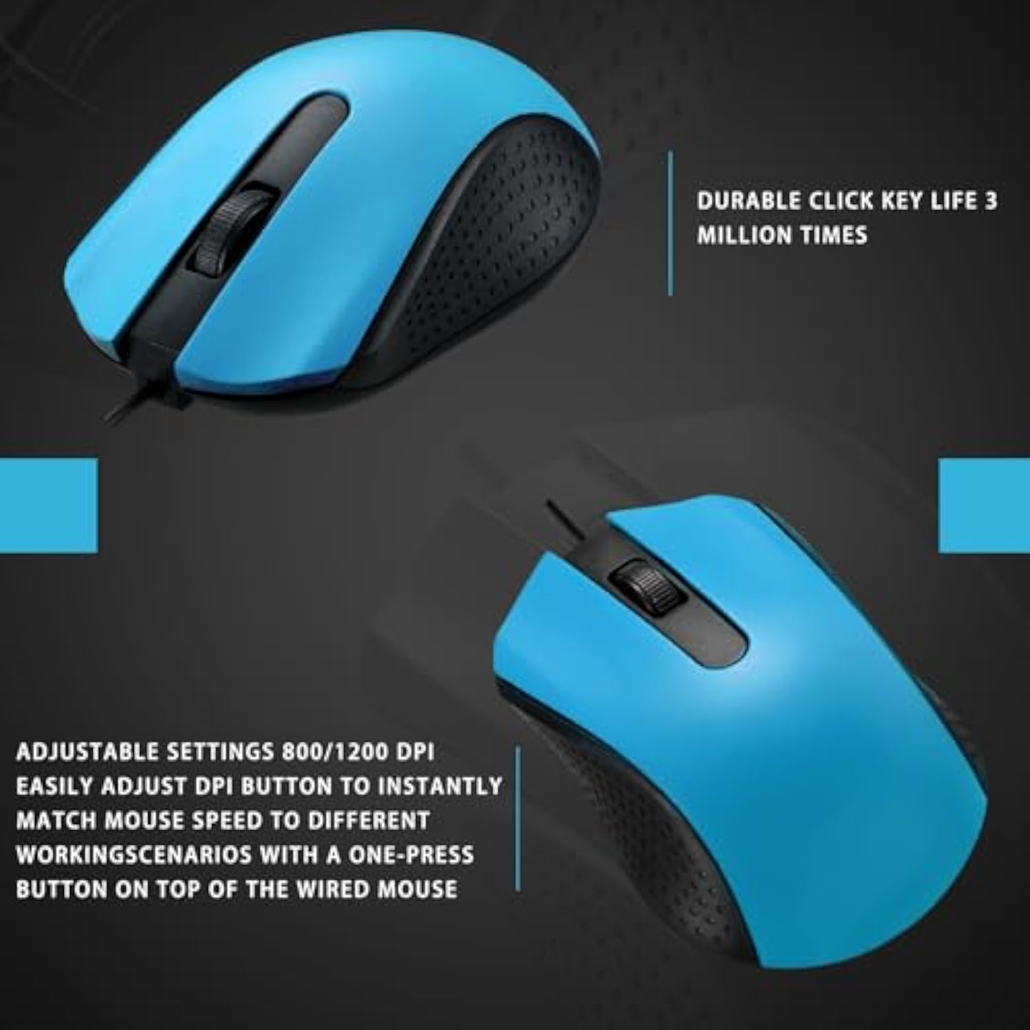 12 Pcs Wired Computer Mouse Bulk Cord Usb Computer Mice Ergonomic Wired Mouse For Pcs, Computers, Laptops, Gaming Office Home Supplies (Light Blue)