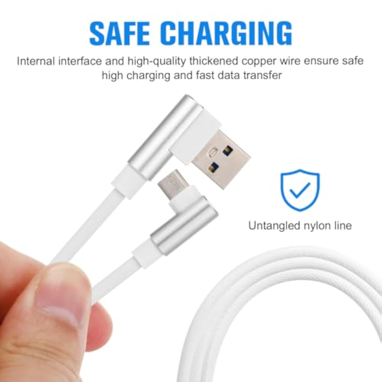 Usb Micro Cable, 90 Degree Data Cable Charger Cord, Right Angle, 2.4 A, 1M Lon