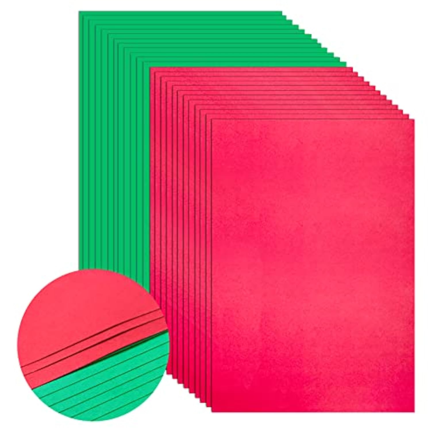 100Pcs Christmas Cardstock Thick Paper, 70 Lb A4 Red Green Holiday Cardstock Paper, Medium Thick Printable Card Stock For Xmas New Year Card Making, Arts&Crafts, Invitations, Greeting Cards