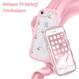 For Iphone 7/8/Se Case 4.7 Inch,Cute Curly Wave Frame Shape Case With Cherry Ribbon Bow Pattern, Clear Slim Shockproof Hard Pc Bumper Phone Cover For Women Girls, Peach Pink
